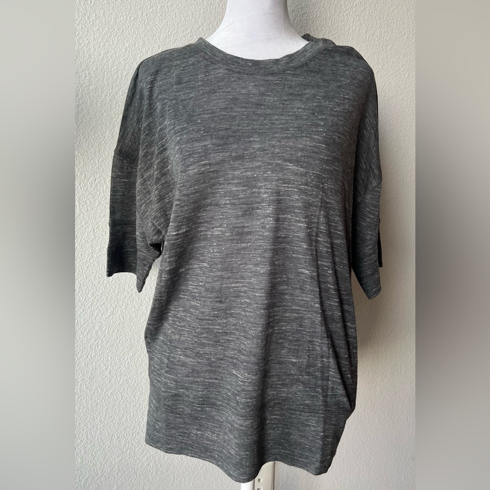Iro Paula XS Gray Wool and Linen blend Short Sleeve Top $375